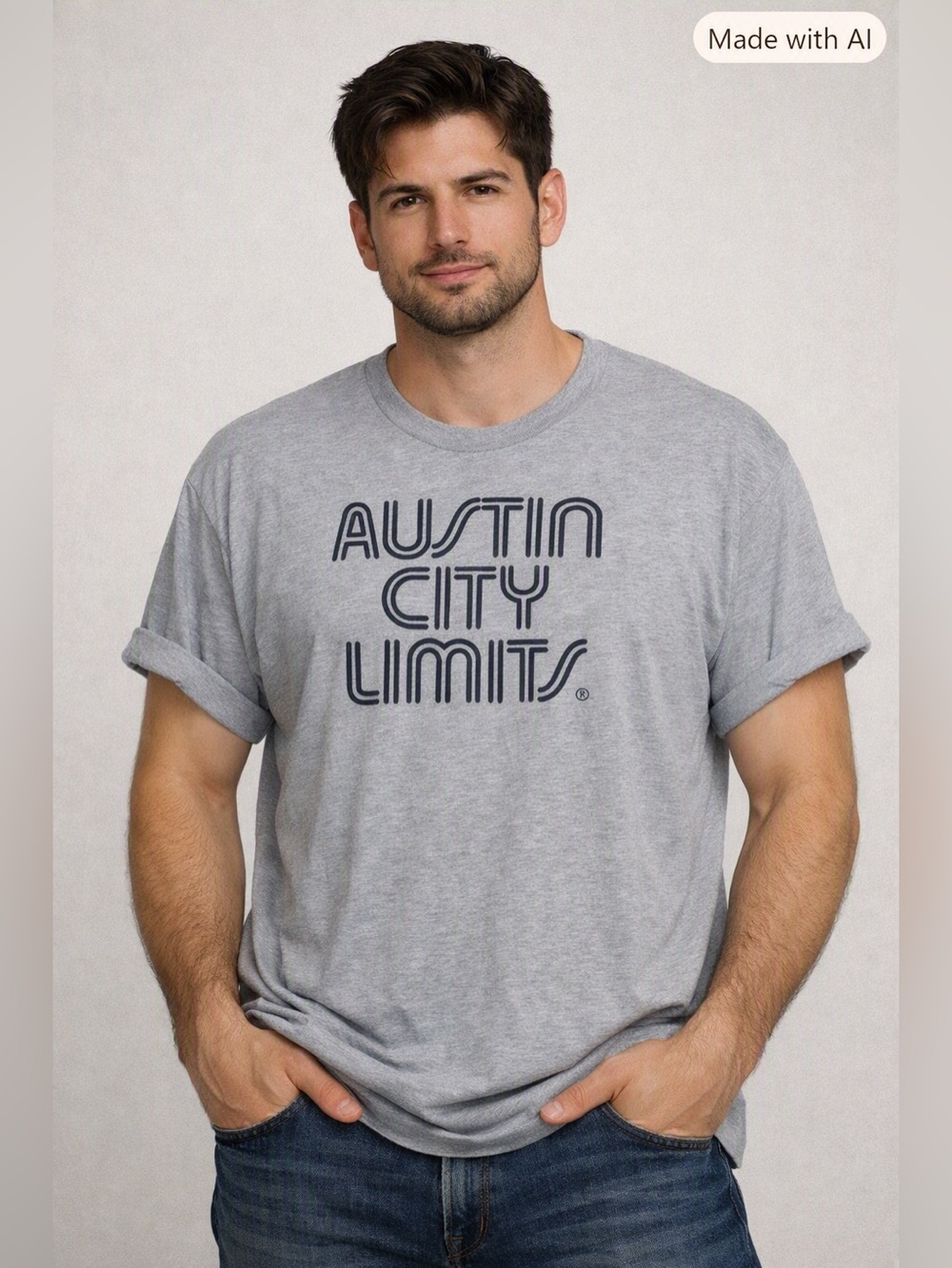 Austin City Limits Graphic T-Shirt Gray Navy Logo Size - Size XL